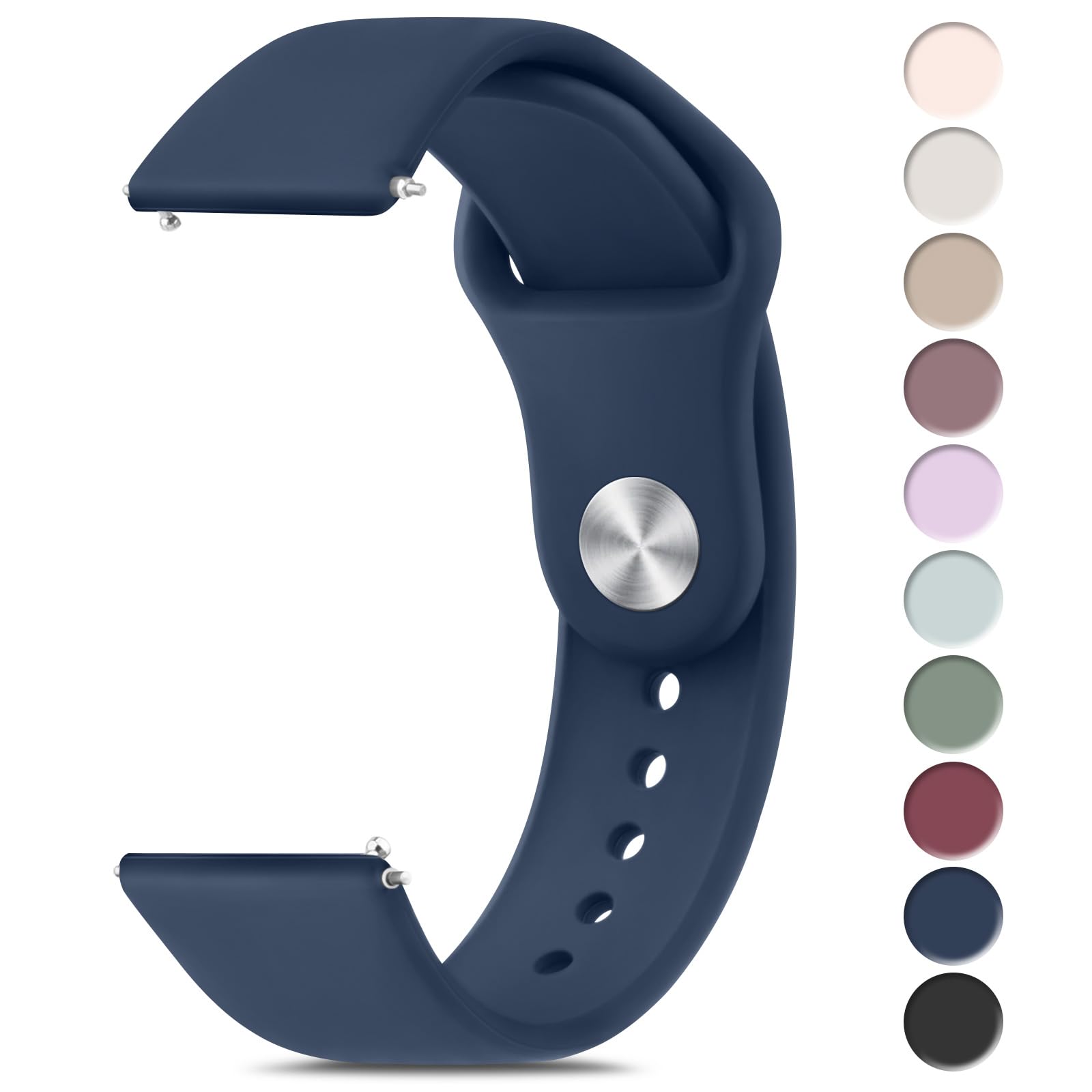Meliya 22mm Watch Bands Quick Release Replacement Wristband, Soft Silicone Sport Replacement Straps for Men Women (Navy Blue)