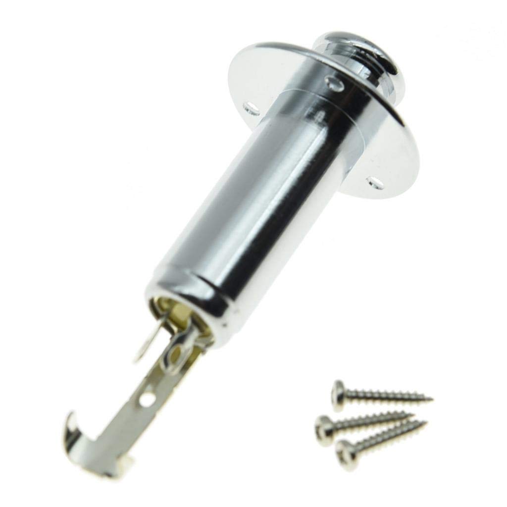 Kaish 6.35Mm Acoustic Electric Guitar Bass Mono Endpin Output Jack Strap Button Jack Socket Chrome