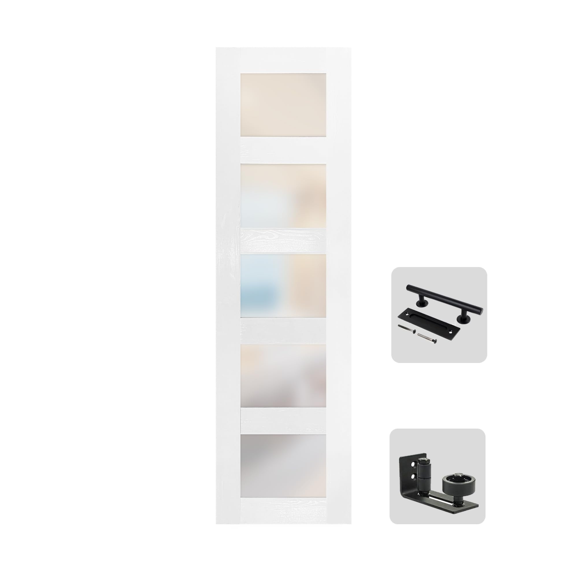 S&Z Tophand? 24 In X 84 In Glass Mdf Barndoor, Pvc Surface, Simple Diy Assembly, With Senior Door Handle. Only Door, No Sliding