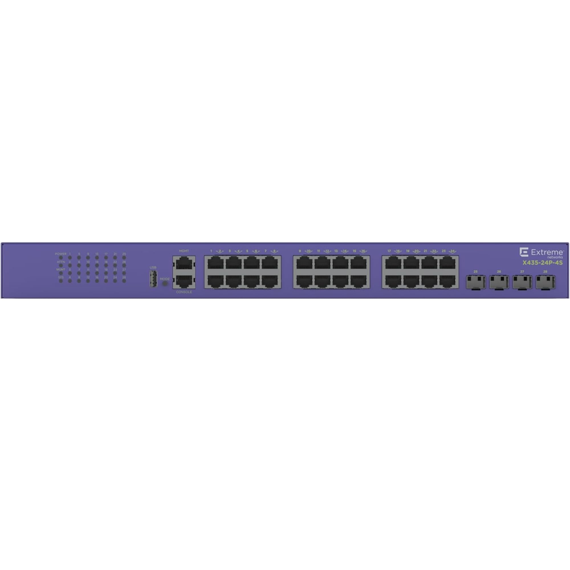 X435-24P-4S 24  Port 10/100/1000Base-T Poe+ Half/Full Duplex, 4X1/2.5G Unpopulat