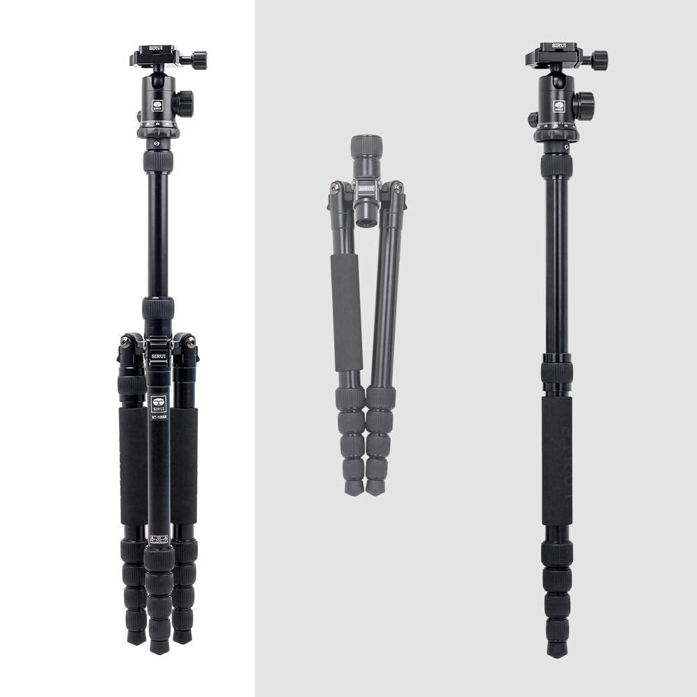 Sirui Tripod For Camera, 2 In 1 Aluminum Camera Tripod Monopod, Compact Travel Tripod With 360 Panorama Ball Head, Professional Tripod For Dslr Video Camcorders 17,6Lbs Load (Mt1005+M10)