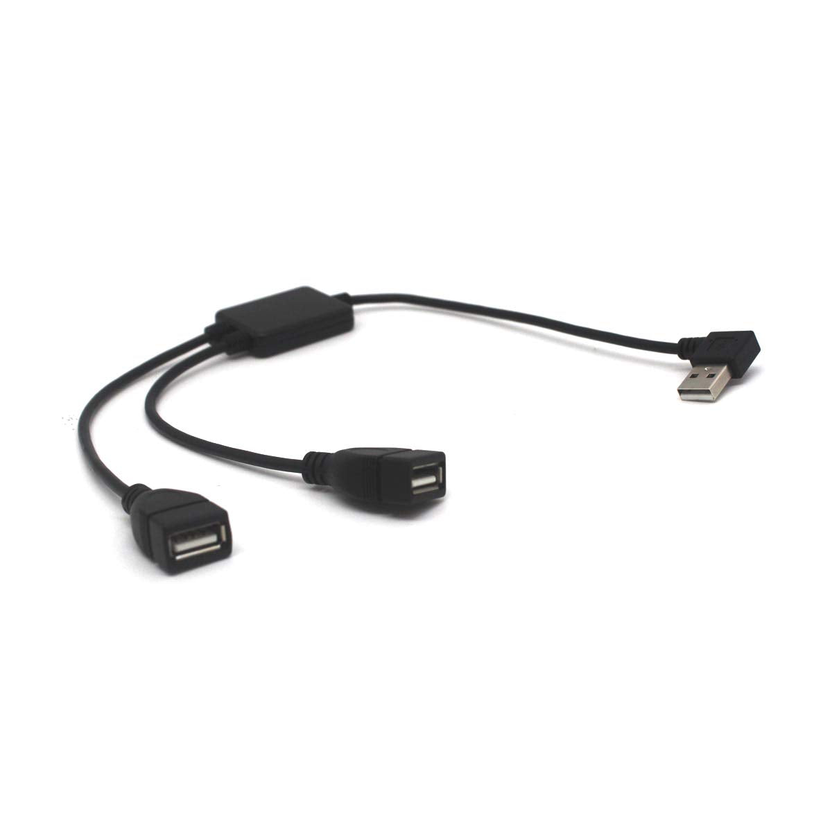 Kework Usb 2.0 Splitter, 30Cm Right Angle Usb Splitter Cable, 2 Ports Usb Hub 1 Male To 2 Female Extension Splitter Y Type Cable