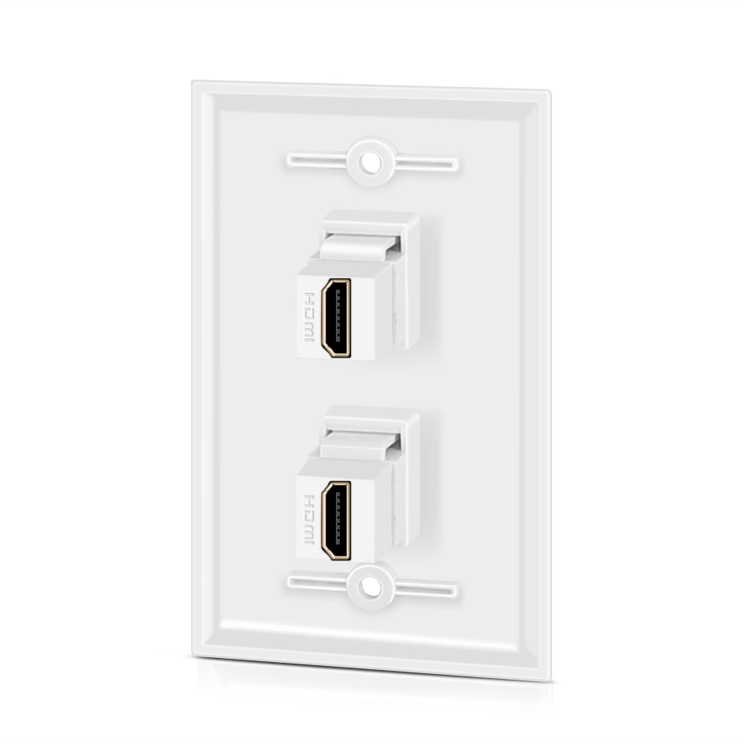 Tnp Hdmi Wall Plate (2 Port, White) Hdmi Face Plate Socket Insert Jack Outlet Panel Mount Support 4K 60Hz Hdr Arc/Earc Full Hd 3