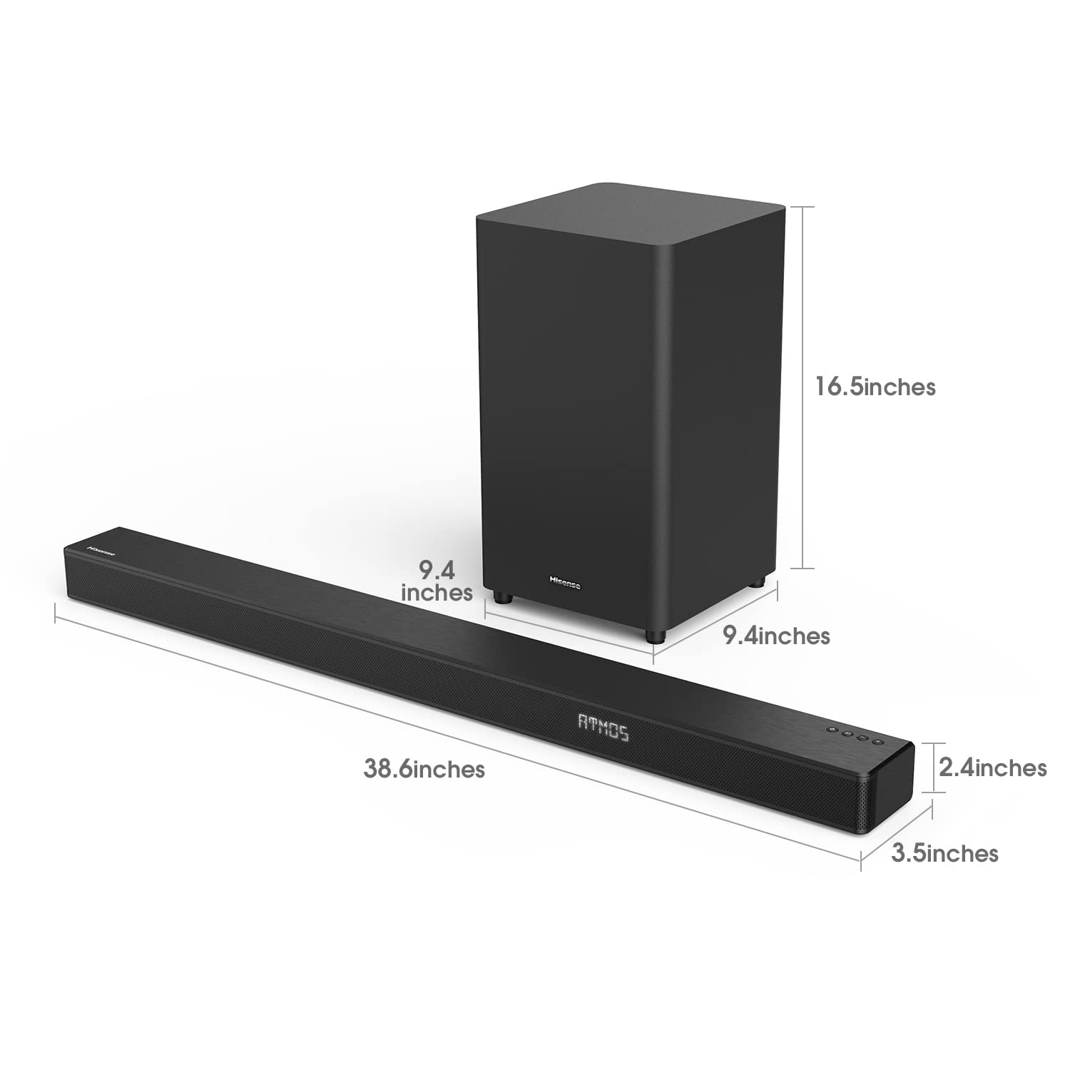 Hisense Hs312 3.1Ch Sound Bar With Wireless Subwoofer, 300W, Dolby Atmos, 4K Pass Through, Cinematic Experience, One Remote Cont