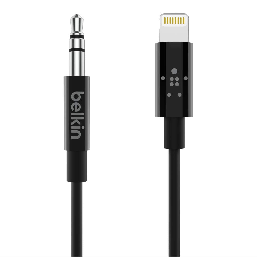 Belkin AV10172bt03 BLK 3.5mm Audio Cable With Lightning Connector, Black, Smartphone