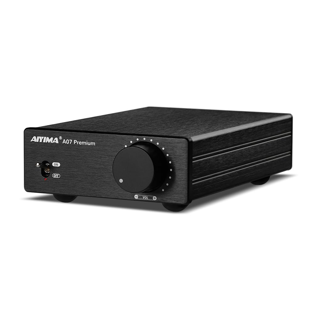 Aiyima A07 Premium Tpa3255 Power Amplifier 300Wx2 Hifi Class D Audio Amp Mini 2 Channel Stereo Amplifier For Passive Speaker Desktop Bookshelf Home Theater System With Dc 32V Power Adapter