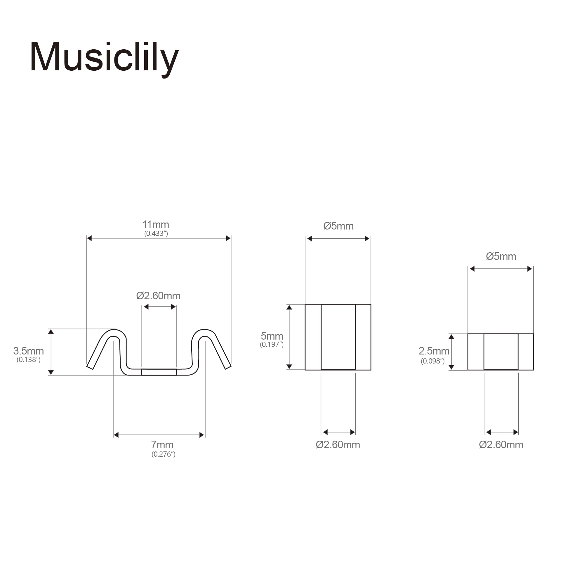 Musiclily Basic 10 Pcs Vintage Style Guitar String Trees Steel String Guides Retainers For For Fender Strat Or Tele Style Electr