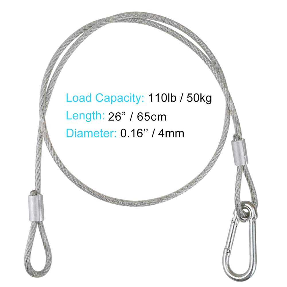 Stage Lights Safety Cable, 20Pcs Worldlite Premium 110Lb Load Duty And 4Mm In Diameter Safety Cable, 26