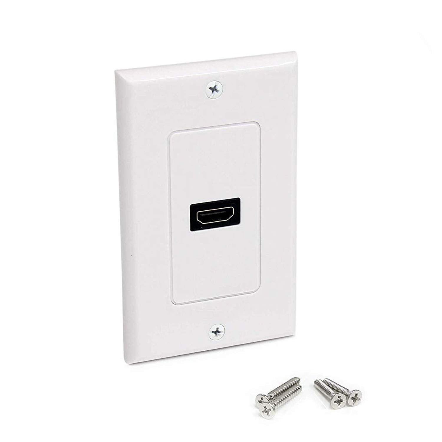 Teninyu Single Hdmi Wall Plate (1 Port)   4K Uhd, Arc, And Ethernet Pass Thru Support (1 Gang) White   For 1 Hdmi (1 Port)