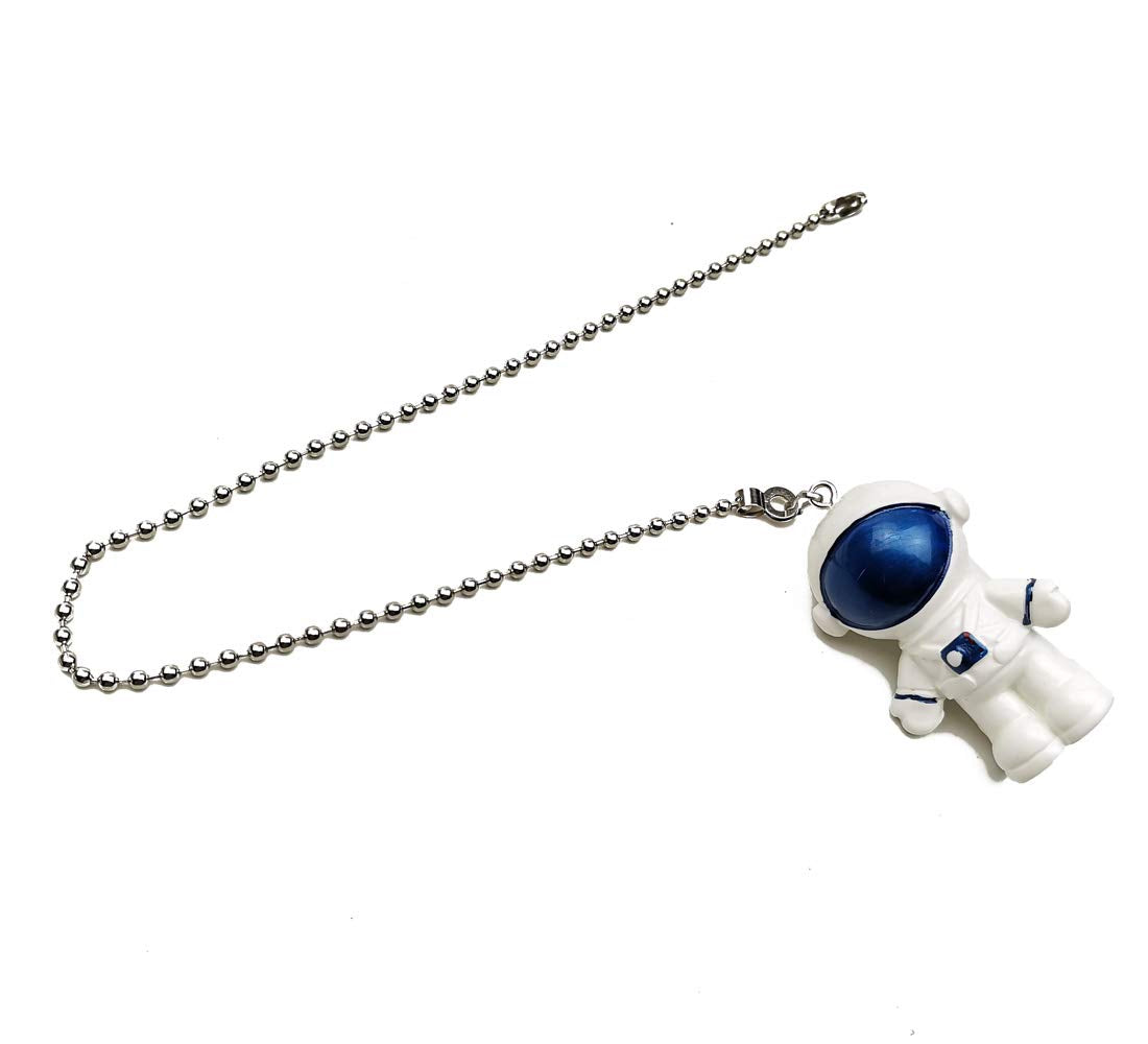 Hyamass 12 Inch Mini Blue Spaceman Charm Pendant Ceiling Fan Danglers Fan Pulls Chain Extender With Ball Chain Connector