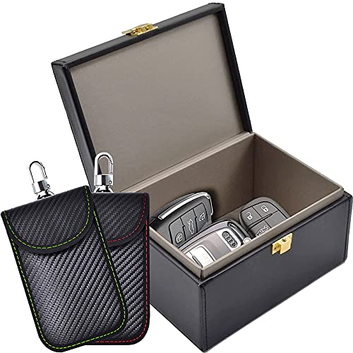Faraday Box & 2 Pack Faraday Bag For Key Fob Protector, Faraday Cage Key Fob Signal Blocker Faraday Key Fob Protector Faraday Po