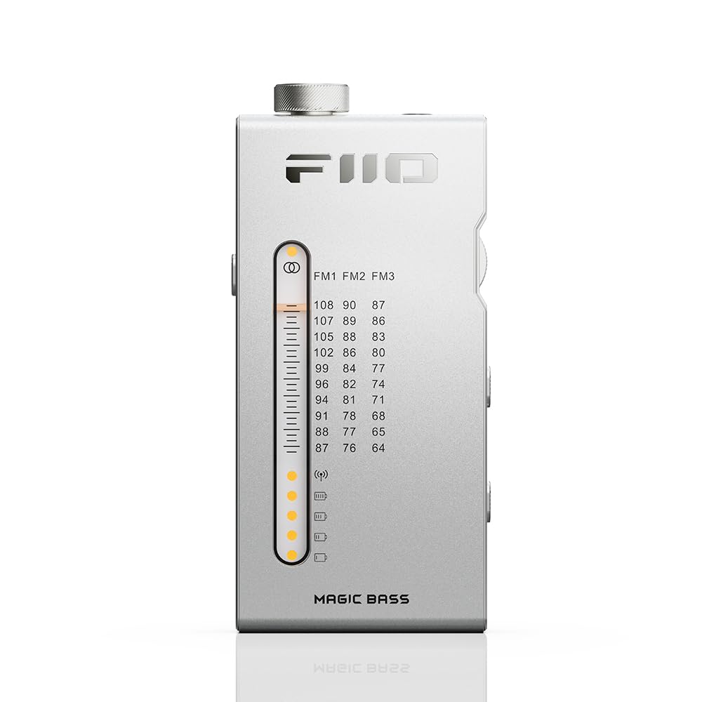 FiiO RR11 Portable HiFi FM Stereo Radio Receiver with Analog PVR Tuning, BASS+3D Sound Effects, 64MHz-108MHz (Silver, Hi-Res Aud