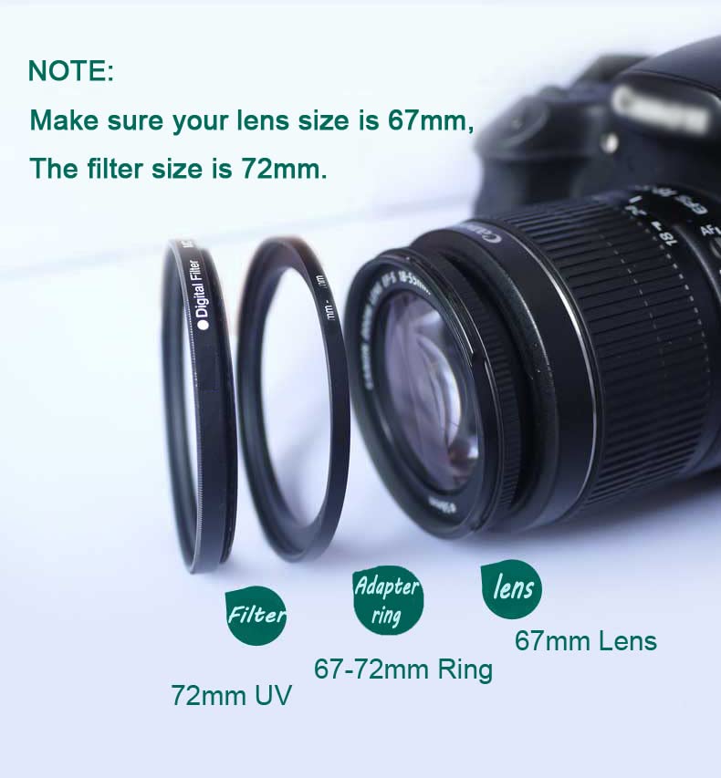 67Mm 72Mm Step Up Ring [67Mm Lens To 72Mm Filter], Fanzr Camera Lens Filter Adapter Ring Lens, Premium Aluminum (2 Pack)