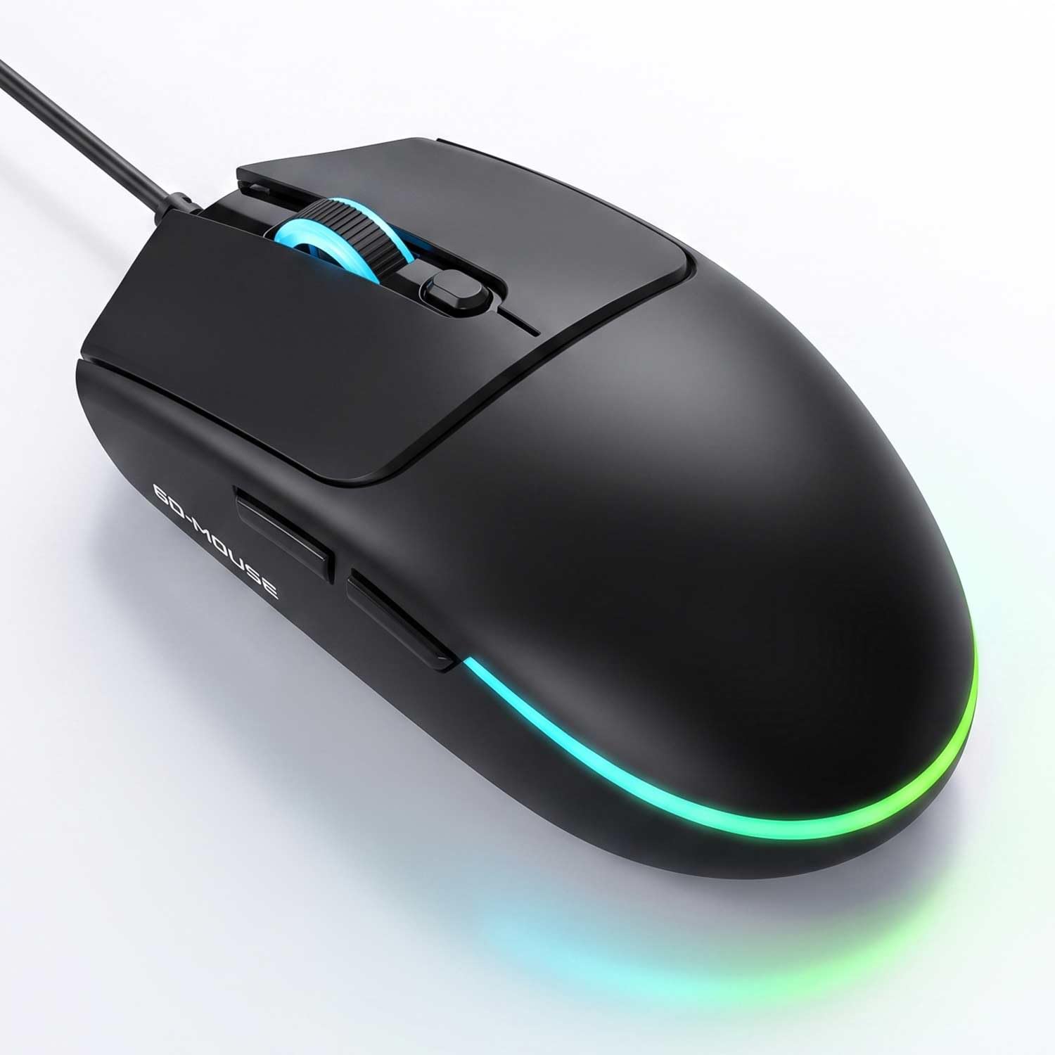 REBOCOON Wired Gaming Mouse RGB, 50g Lightweight Silent USB Mouse Black