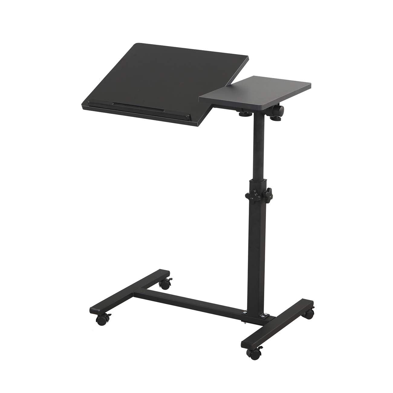 Tigerdad Overbed Bedside Desk Mobile Rolling Laptop Stand Tilting Overbed Table With Wheels Height Adjustable Tray Table For Lap