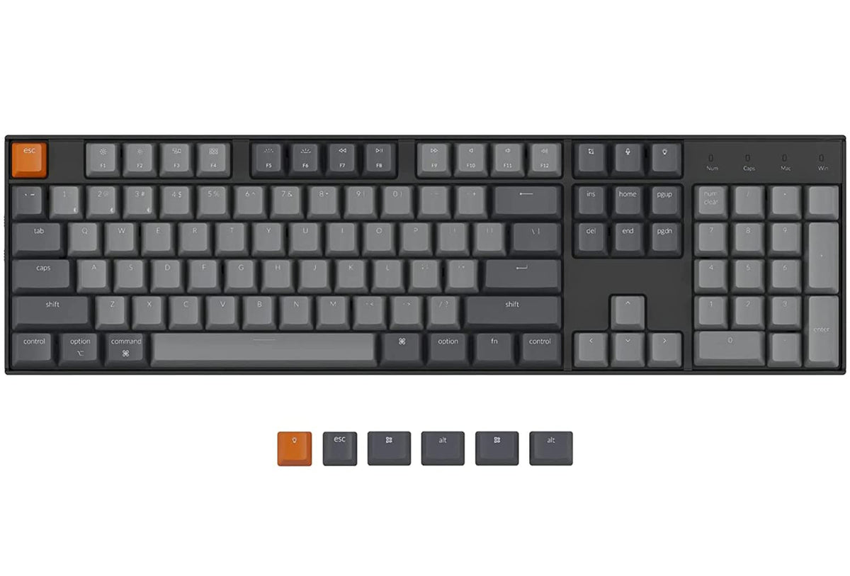 Keychron K10 Wireless Mechanical Gaming Keyboard, Hot Swappable 104 Keys Full Size Gateron G Pro Brown Switch, White Led Backlig