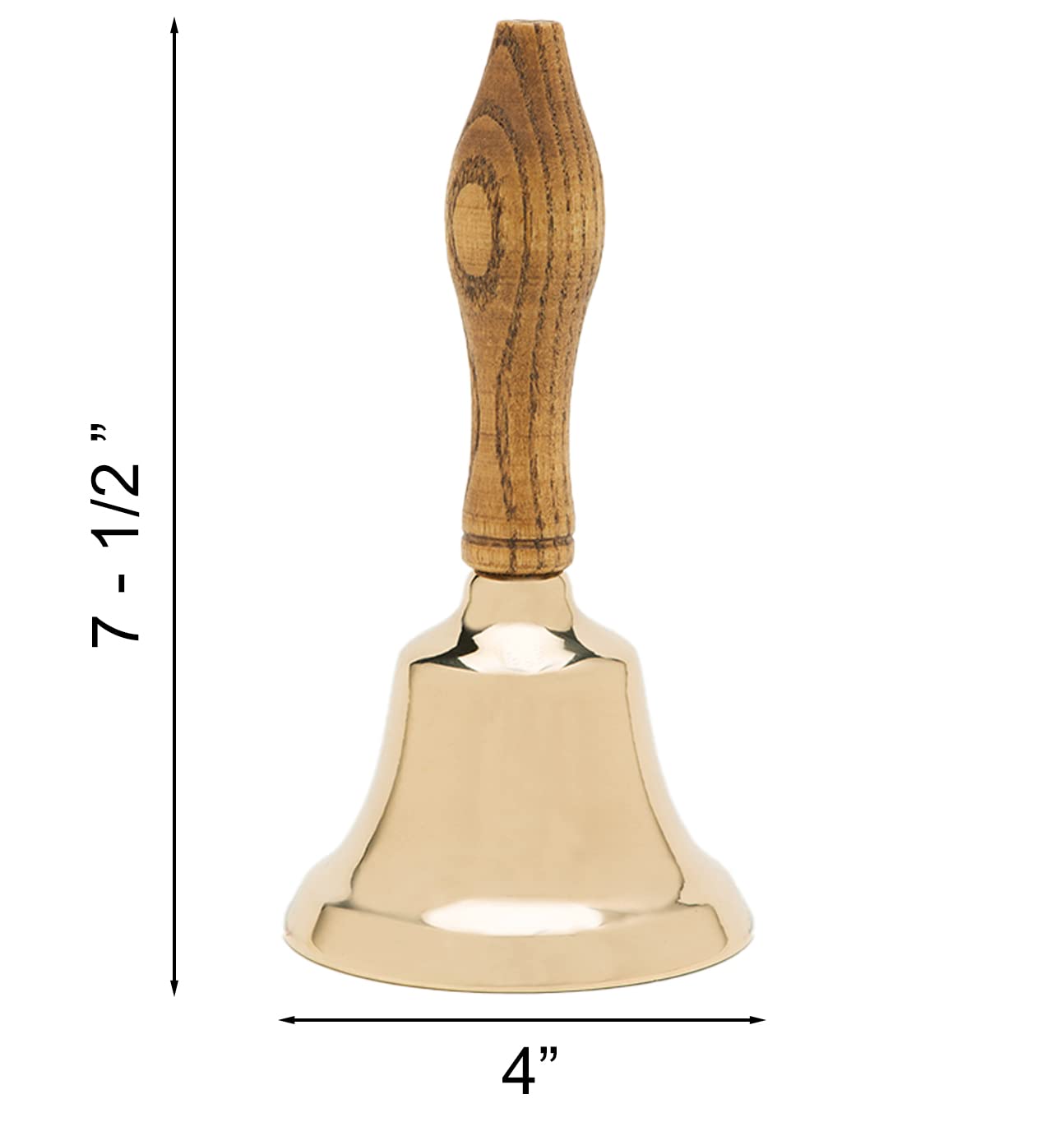 Bevin Bells Solid Brass Hand Bell | 6Hb | New England Hardwood Handle | Elegant Hand Call Bell | Noise Makers | Loud Brass Bells