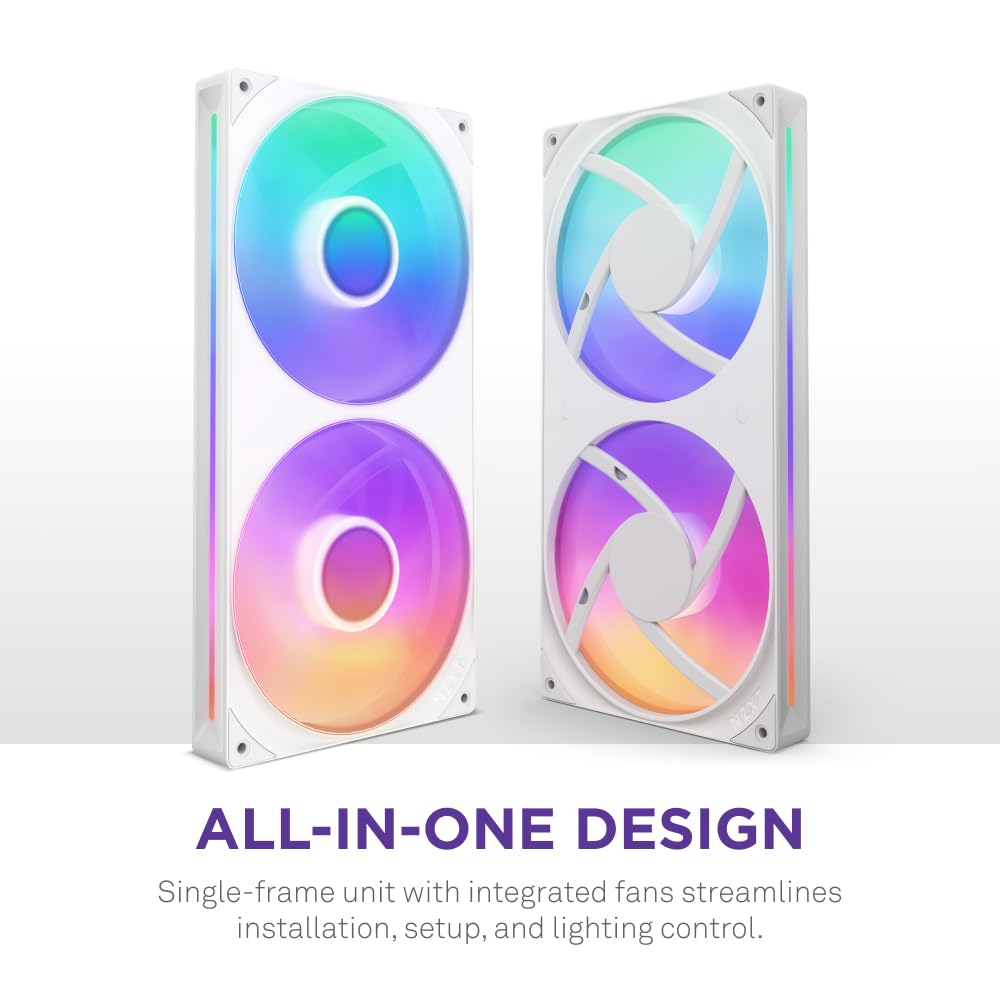 Nzxt F280 Rgb Core | 280Mm Single Frame Fan Unit With 2 X 140Mm Rgb Fans | Speed & Lighting Control | High Static Pressure & Air