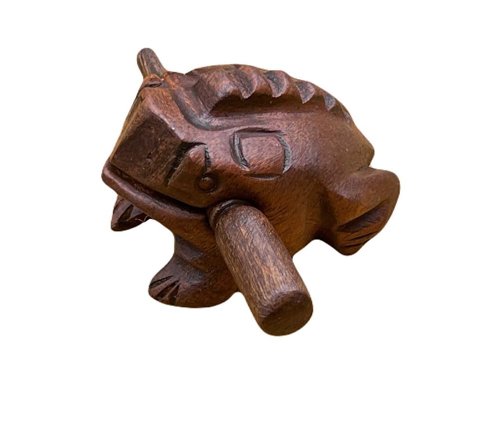 2.75 Inch Thai Classic Handmade Percussion Instruments Wooden Frog Wooden Frog Musical Instrument (Dark Brown 2.75 )