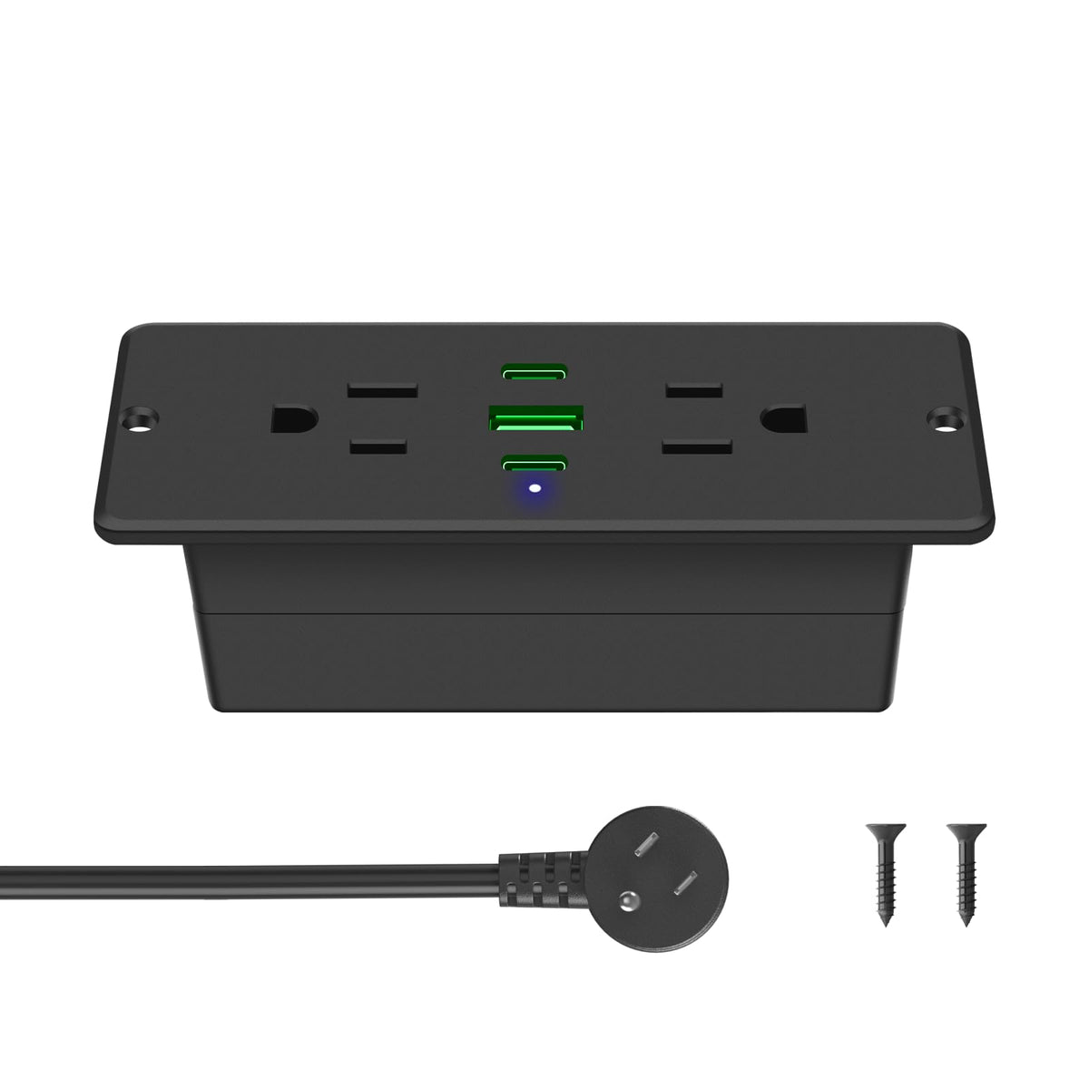 Cccei Recessed Power Strip With Outlet And 45W Usb C Ports, Furniture Flush Mount Power Strip, Small Desk Hidden Outlet For Conf