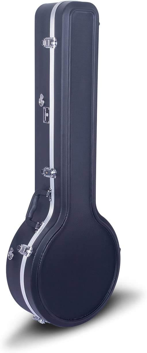 Crossrock ABS Molded Hardshell Case for 5-String Resonator styles of Banjos, with Interior Compartment, Backpack Style -Black (C