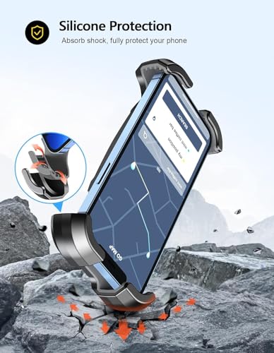 Viccux Motorcycle Phone Mount, Upgrade [Never Fall Off] [0 Shake] Bike Phone Mount, [3S Put & Take] 360 Rotatable Phone Holder F