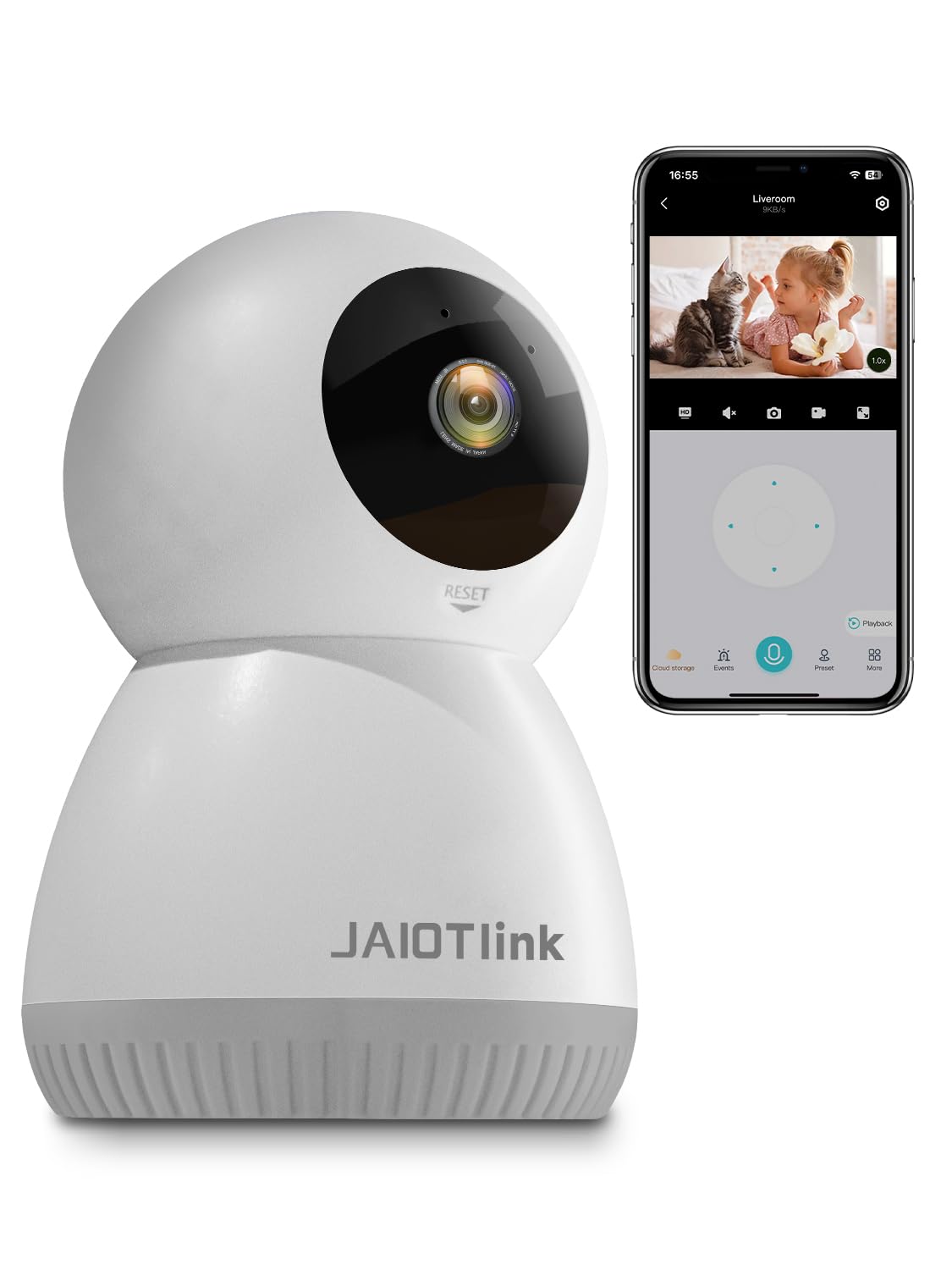 Jaiotlink 2K Indoor Camera, 5G & 2.4G Wifi Pet Camera With Phone App,Security Cameras For Home With 360 Pan&Tilt,Night Vision,Mo