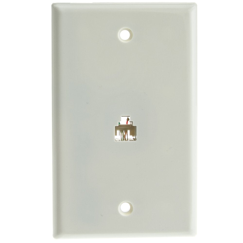 2 Line Single Gang Telephone Wall Plate, White, Rj11, 4 Conductor Phone Wall Plate, Cablewholesale