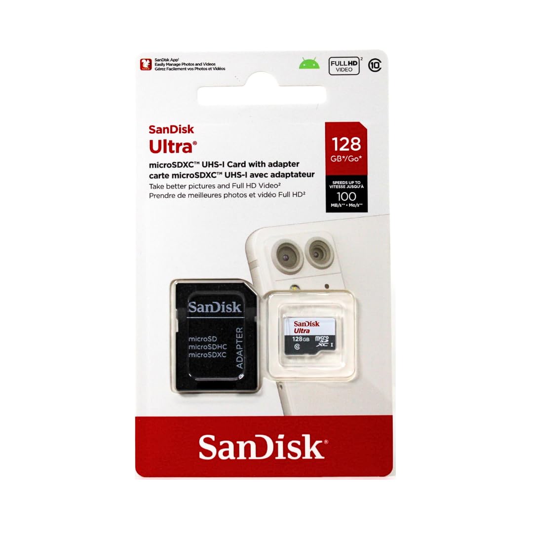 Sandisk Ultra 128Gb Uhs I Class 10 Microsdxc Memory Card Up To 80Mb/S Sdsqunc 128G With Adapter
