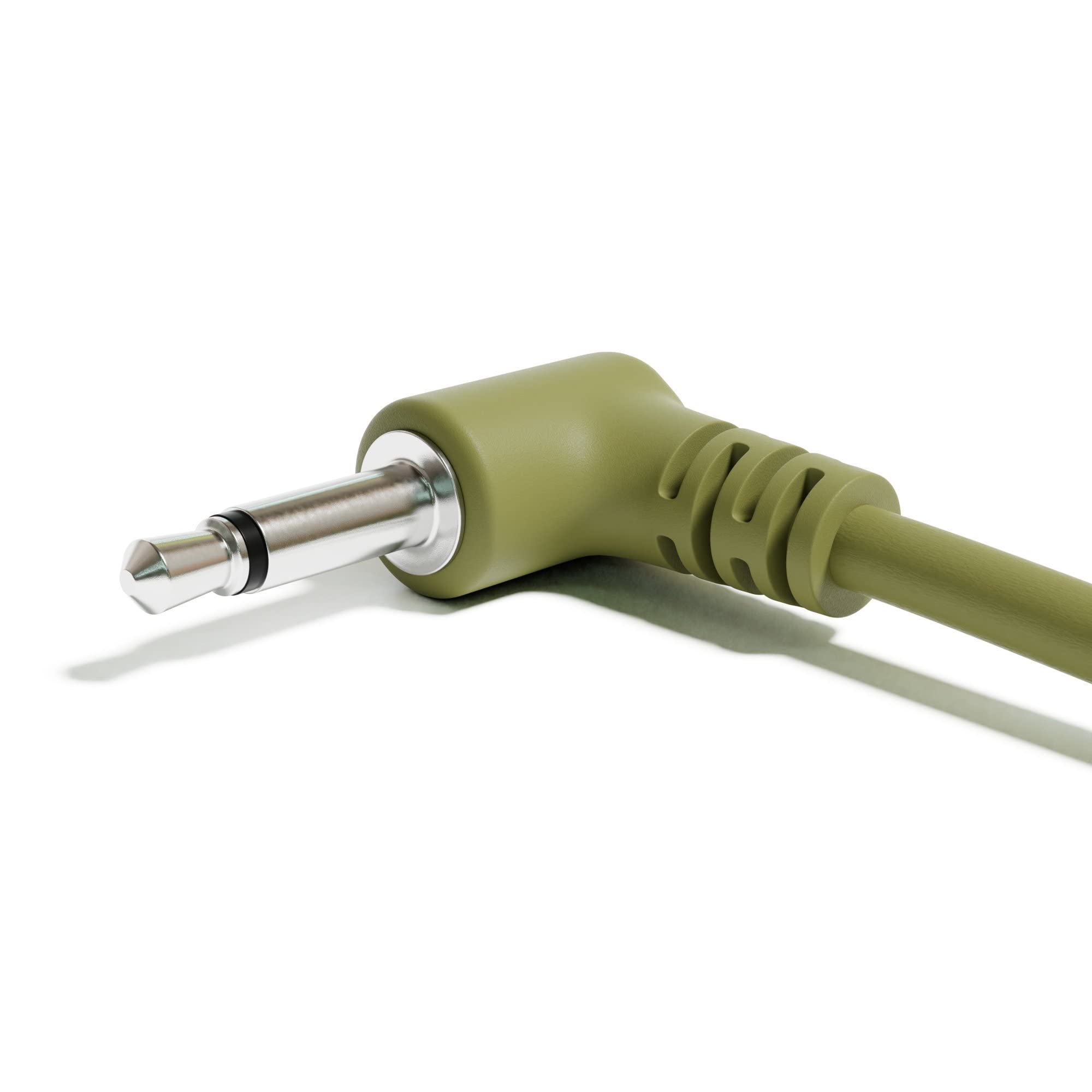 Excelvalley - 5-Pack - Right Angle Mono Modular Patch Cables - 3.5Mm 1/8 Eurorack Synthesizer [Army Green | 45 Cm - 17.72]