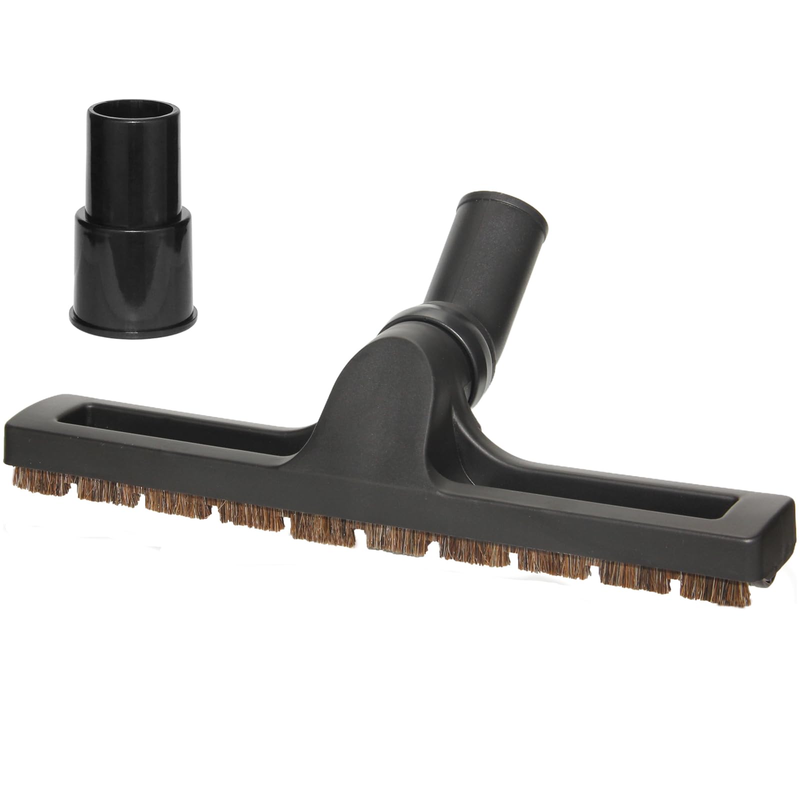 Portek 12 Wide Hardwood Universal Vacuum Floor Brush 1 1/4 (1.25in 32mm) Inner Diameter with Soft Horse Hair Bristles, 360 Swive