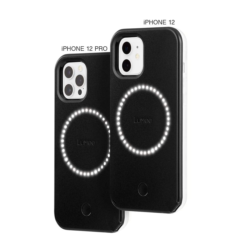Case-Mate LuMee Halo Light Up Selfie Case for iPhone 12/12 Pro, Thermoplastic Polyurethane, Matte Black, Model LM043574