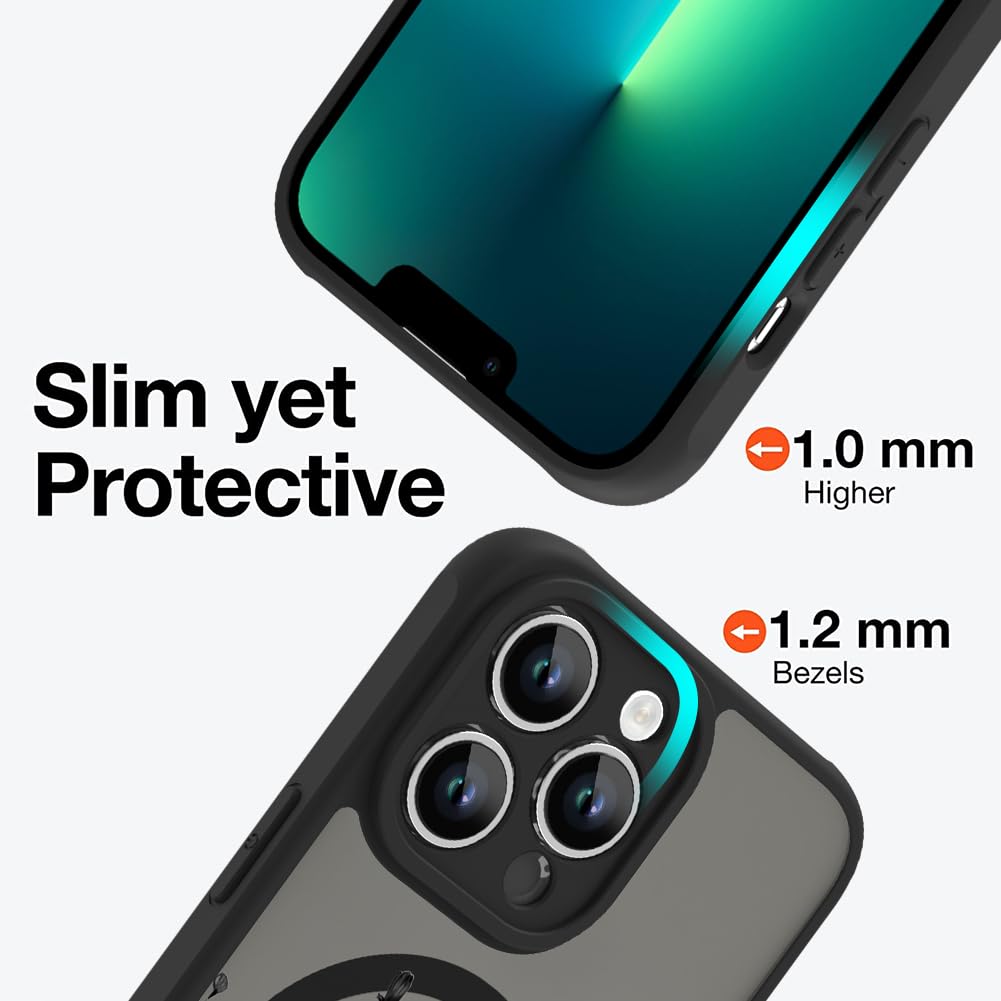 Ook Magnetic For Iphone 13 Pro Max Case [Compatible With Magsafe] Black Wild Flower Slim Translucent Matte Case Camera Lens Prot