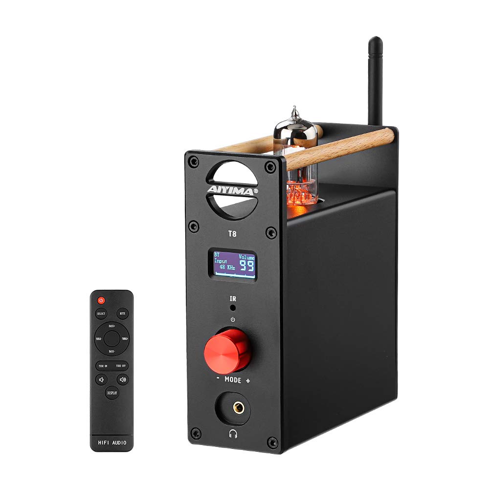 Aiyima T8 6N3 Digital Tube Preamplifier Bluetooth 5.0 Hi Fi Headphone Preamp Decoder Preamp Pc Usb Dac Aptx For Home Wireless Receiver Audio Stereo Amplifier + With Remote Control