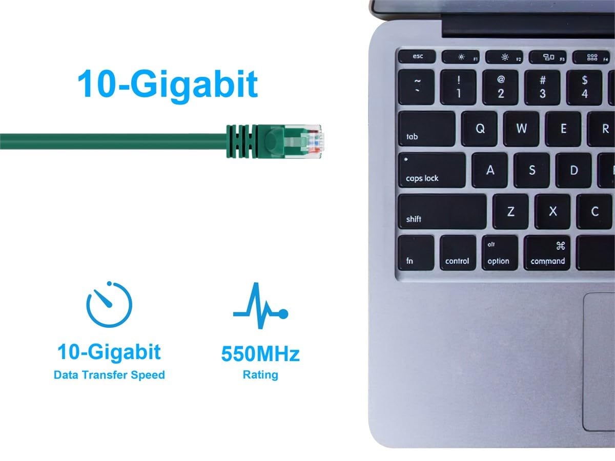 Monoprice Cat6 Ethernet Patch Cable   Snagless Rj45, Pure Bare Copper, 550Mhz, Utp, 24Awg, 14 Feet, Green   Fullboot Series