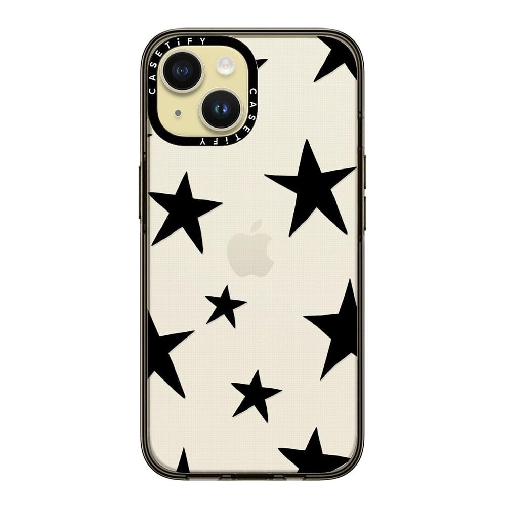 Casetify Compact Case For Iphone 15 [2X Military Grade Drop Tested / 4Ft Drop Protection]   Stars Black   Clear Black