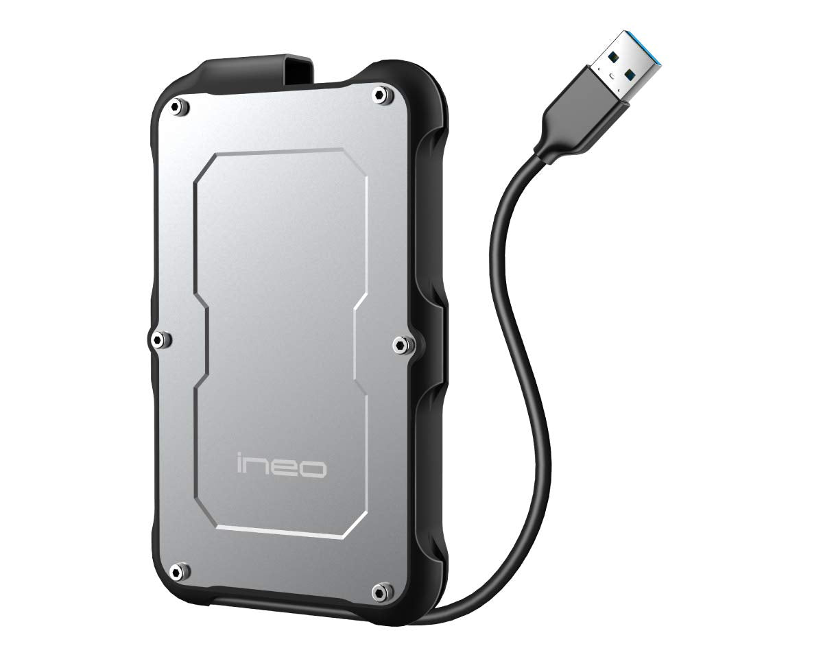 Ineo 2.5' Usb 3.0 Type A Rugged Waterproof & Shockproof External Hard Drive Enclosure For 9.5Mm & 7Mm Sata Hdd/Ssd [T2580]