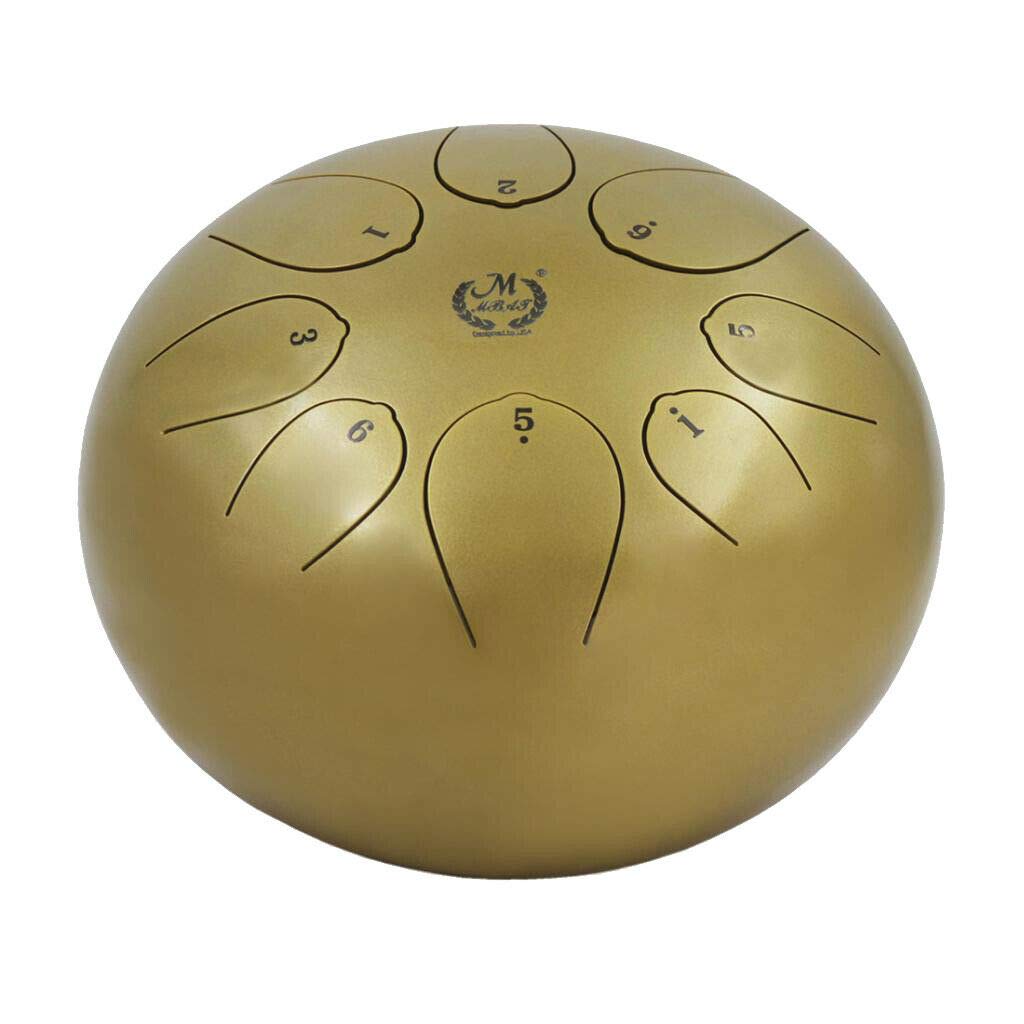 10Inch Steel Tongue Percussion Drum 8 Note Cdefgabc W/Accs For Yoga Golden
