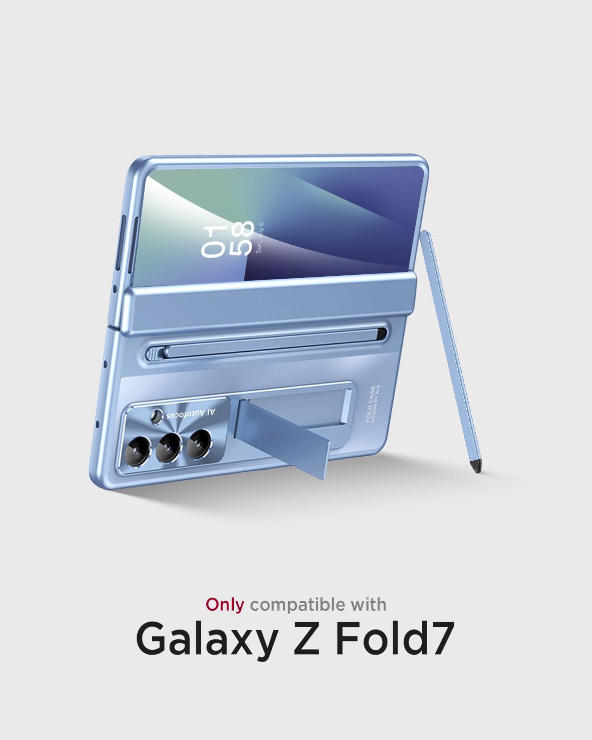 Miimall For Samsung Z Fold 7 Case With S Pen & S Pen Holder [Built-In Glass Screen Protector & Kickstand] 360 Full Body Protecti