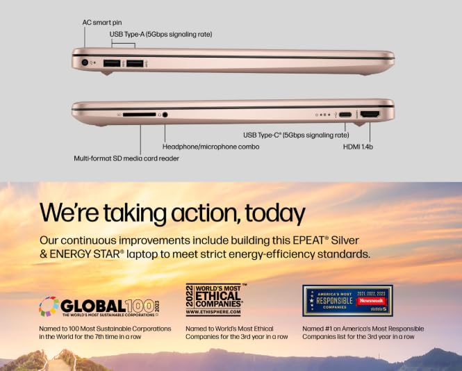 Hp 15.6'' Rose Gold Laptop With Wireless Mouse & Earbuds, 32Gb Ram, 1Tb Ssd, Amd Ryzen 3 Core, Fingerprint Reader, Long-Lasting