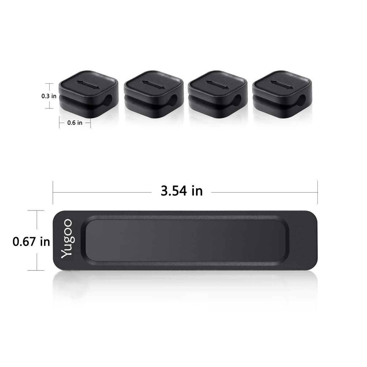 Yugoo Magnetic Cable Holder Clips Multipurpose Organizer, Desktop Cord Management For All Wires (2 Pack, Black And White)