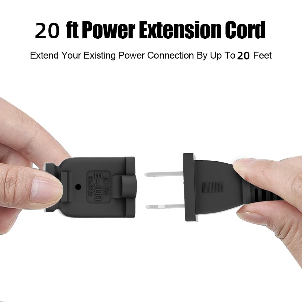 20 Ft Extension Cord Us 2 Prong Long Extension Cord Black Cable 125V 10A Male To Female Power For Nema 1 15P To 1 15R