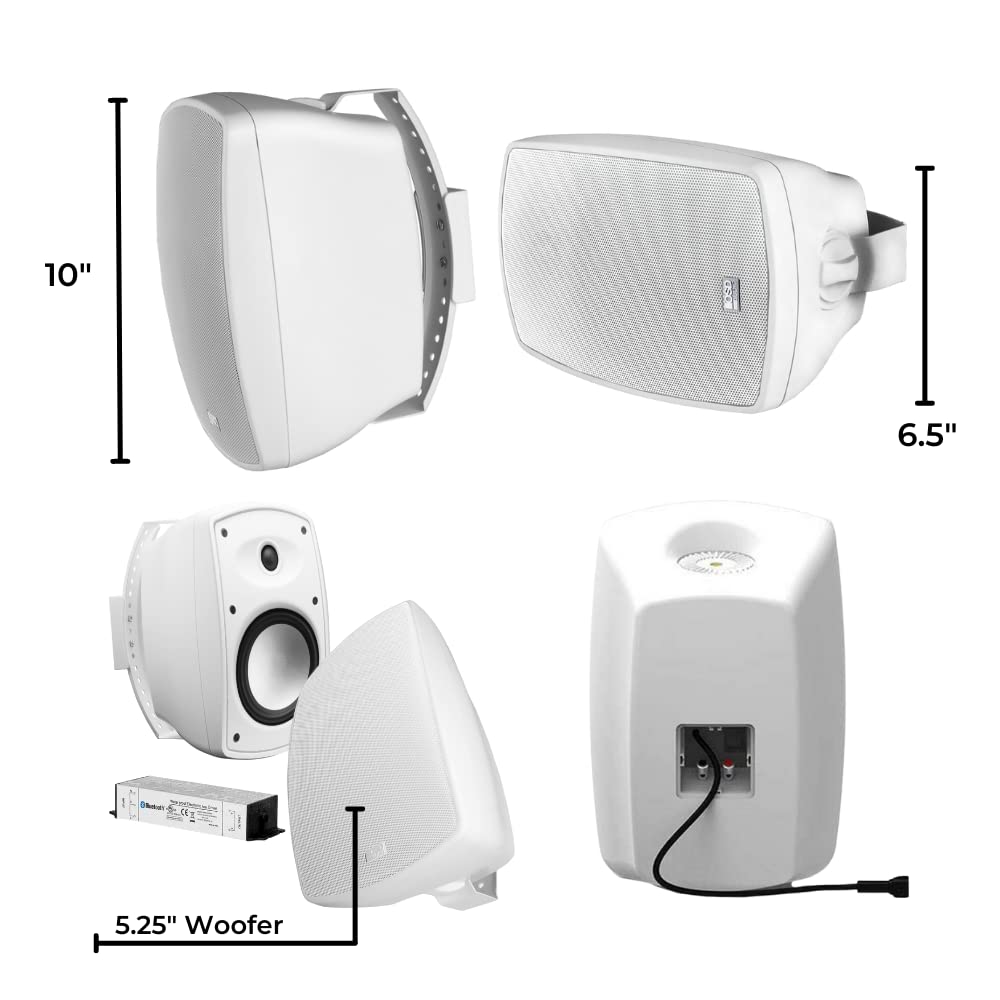 OSD Audio 5.25' Wireless Bluetooth Outdoor Patio Speaker Architectural Stereo Pair White BTP525 Long Range