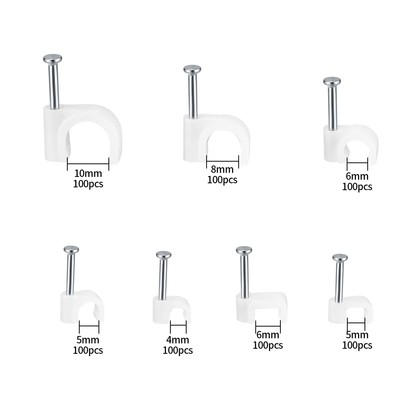 Woshilaods 700 Pcs Cable Clips With Steel Nails, Cable Wire Cord Management Clips, White Ethernet Cable/Coax Cable/Cable Cord Ho