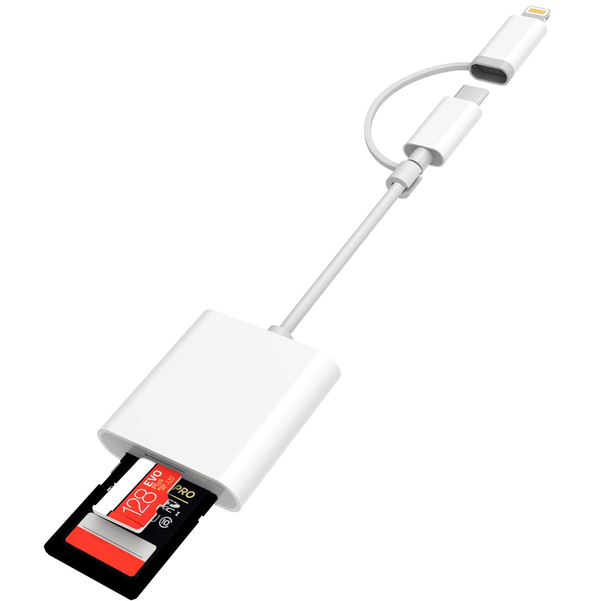 Sd Card Reader For Iphone Ipad, Dual Connector (Usb C&Lightning) Micro Sd Memory Card Reader, 2 In 1 Sd And Tf Card Adapter High Speed Trail Camera Viewer, Plug And Play