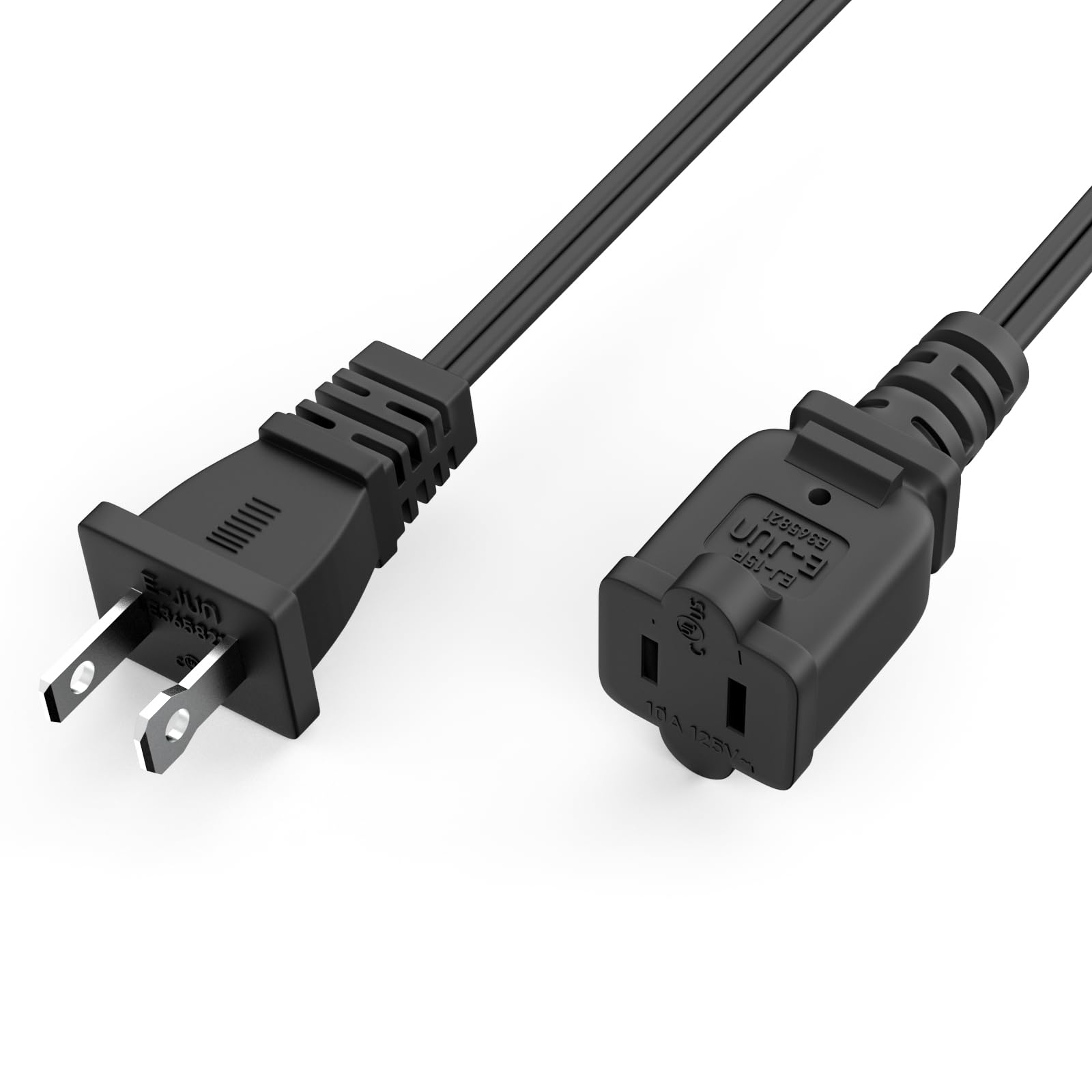 Tv Extension Power Cord Cable Polarized 2 Prong Male Female, Outlet Extension Cable Cord Us Ac 3 Prong Male/Female Power Cable B