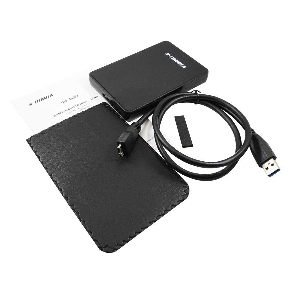 X MEDIA XM EN2279U3 2.5 Inch Tool Free USB 3.0 SATA SSD HDD Hard Disk Drive External Enclosure Case | Support 7mm / 9.5mm Height HDDs