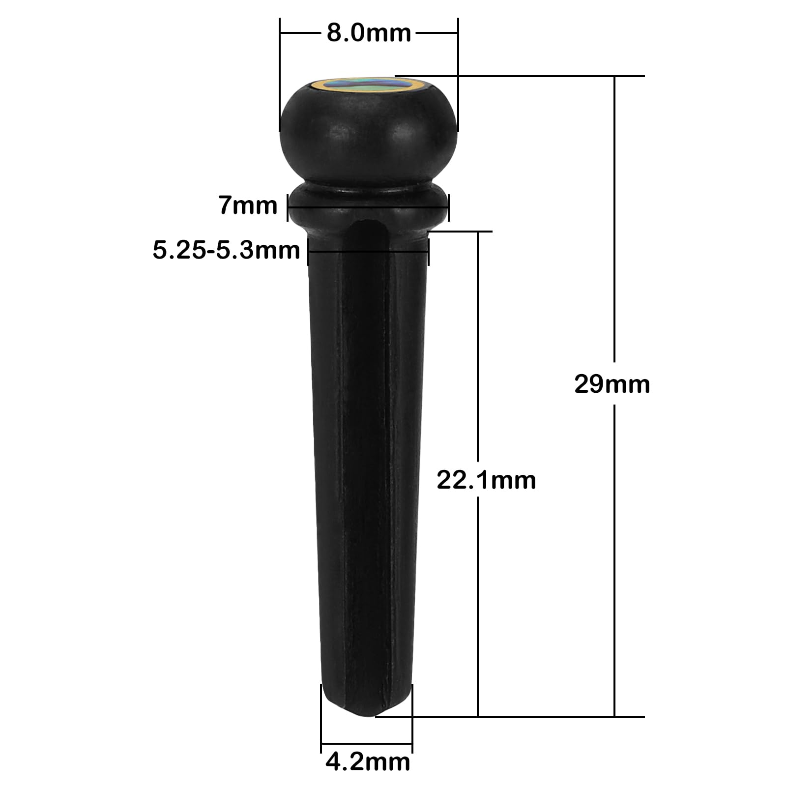 Blisstime 6Pcs Ebony Guitar Pins Inlaid Abalone Dot Acoustic Guitar Replacement Parts