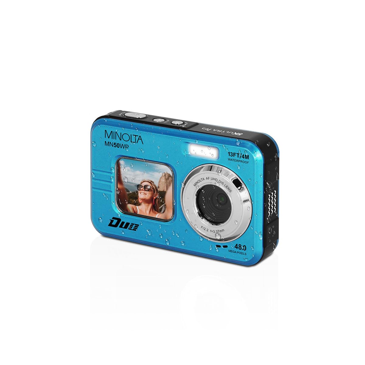 Minolta 48MP Underwater Digital Camera - 5K Ultra HD Video, Autofocus, 16x Digital Zoom, Dual LCD Screens, Selfie Front Screen,