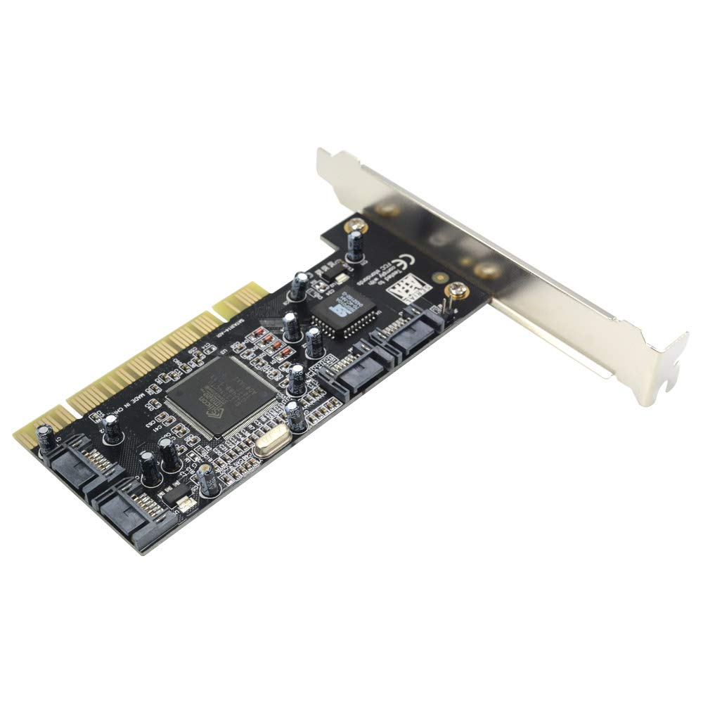 Godshark 4 Ports Pci Sata Raid Controller Internal Expansion Card With 2 Sata Cables, Pci To Sata Adapter Converter For Desktop